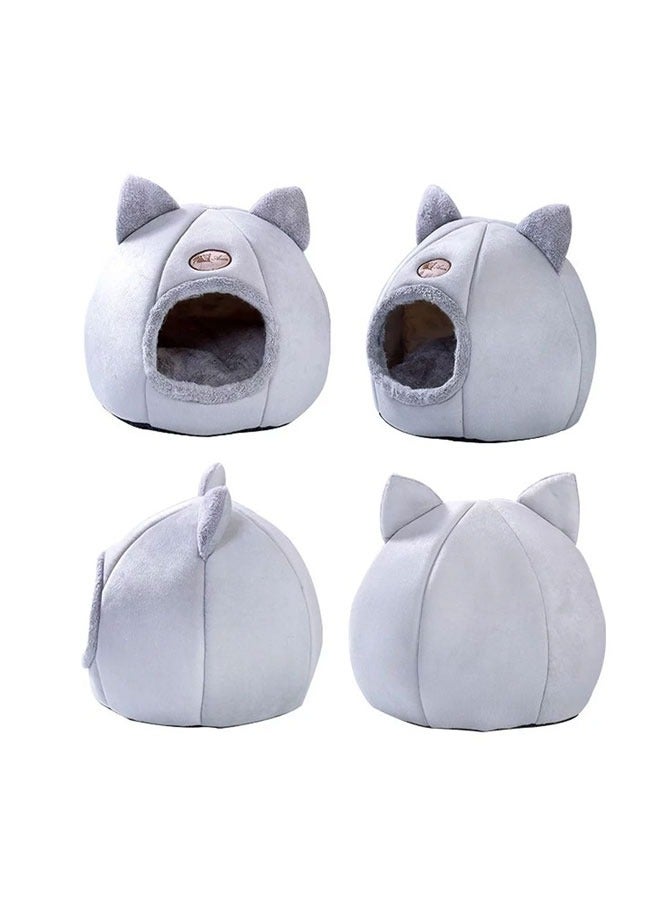 سرير قطط كبير على شكل كهف 2 في 1 مع وسادة قابلة للإزالة والغسيل، مع سرير دافئ وناعم مريح للقطط والكلاب. منزل للراحة ونوم القطط في شكل كهف (حجم كبير). - Image 5